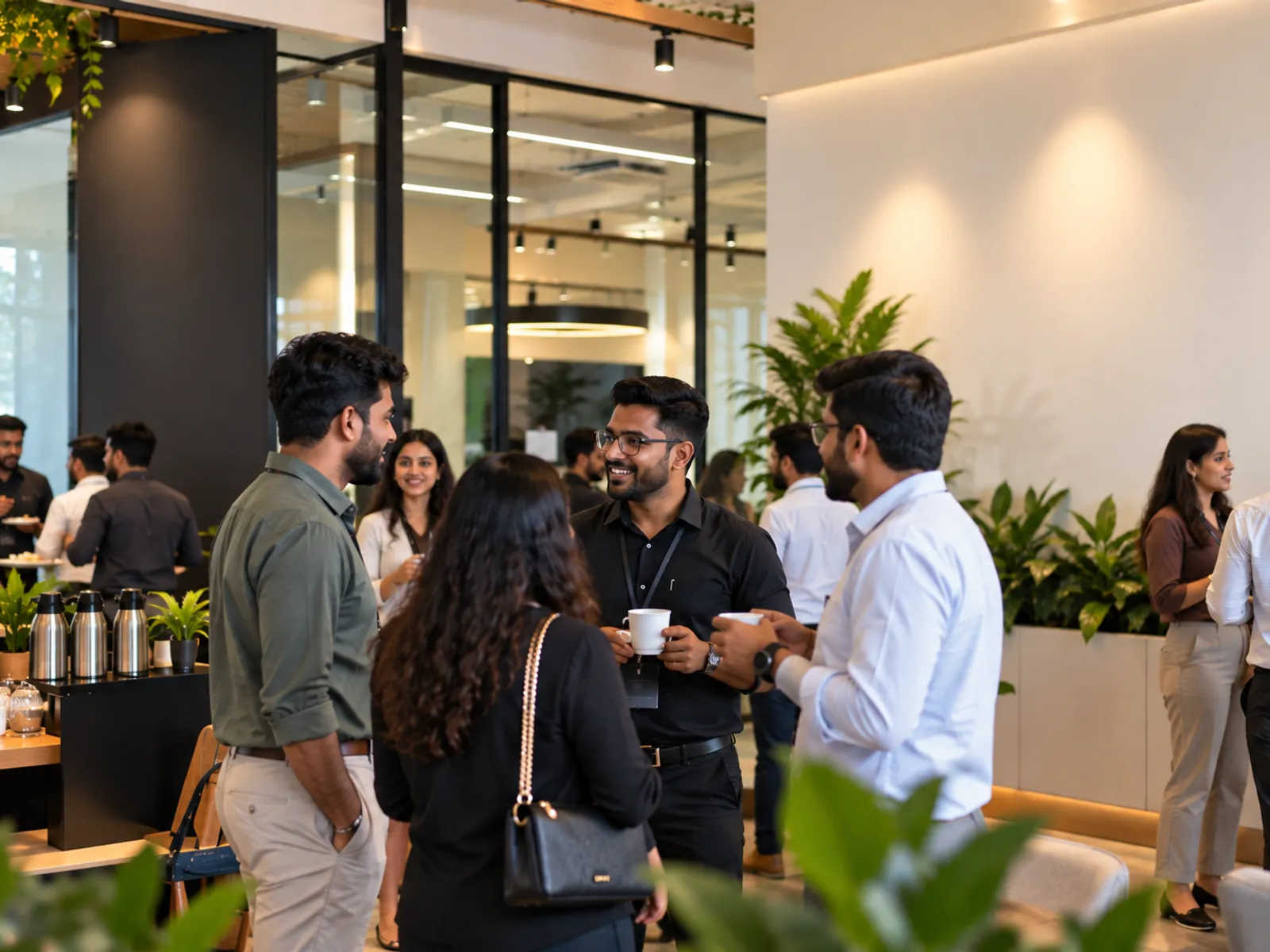 Members networking over coffee