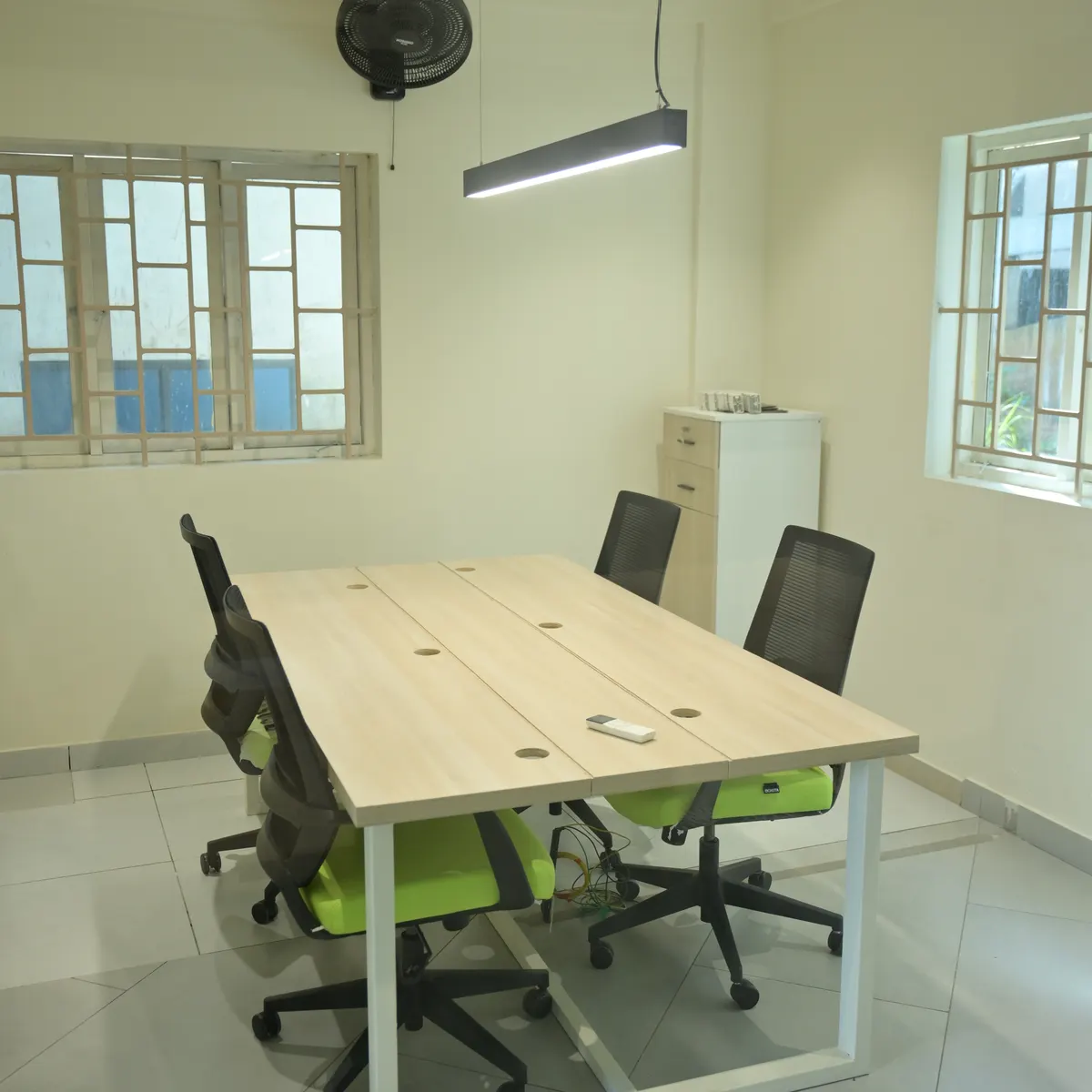 Dedicated workstations by the window